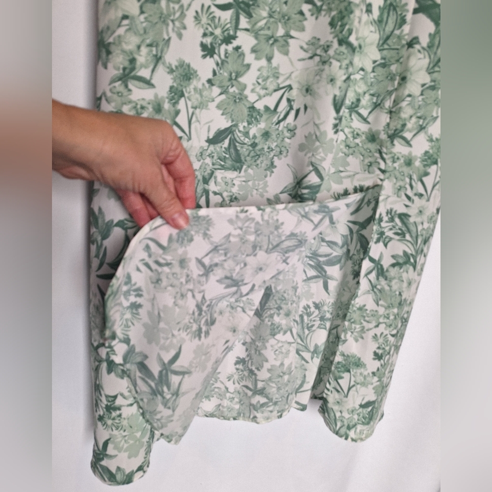Halogen Green and White Floral Maxi Dress Size M - Picture 5 of 11